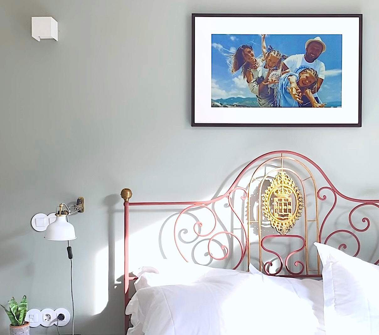 31.5-inch InkyMax color E-Ink art frame mounted on an interior wall